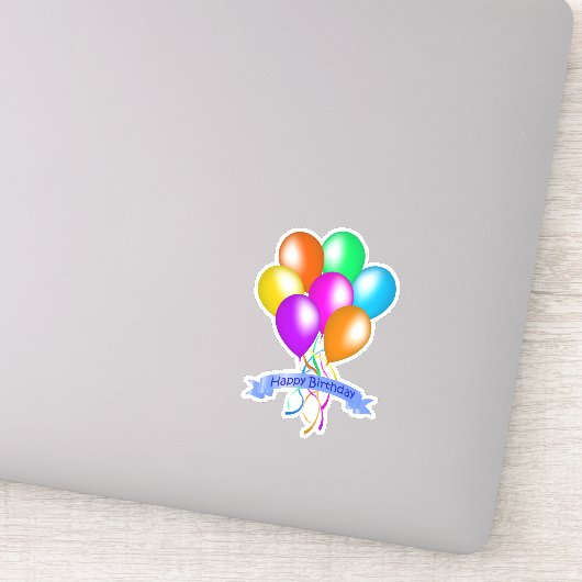 バンチ明るいカラフル誕生日バルーンのリボン シール (詳細)