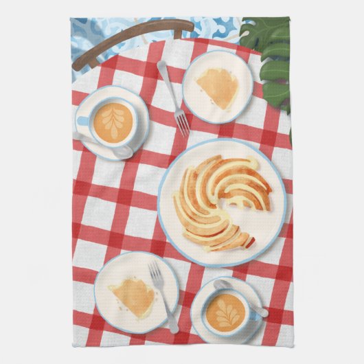 バンットケーキとコーヒー2人用 キッチンタオル (縦)