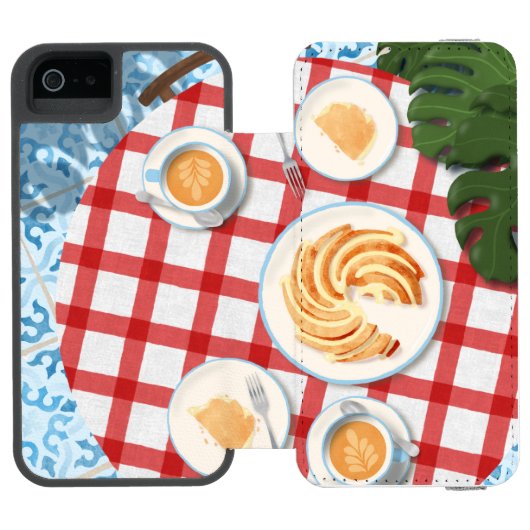 バンットケーキとコーヒー2人用 INCIPIO iPhoneウォレットケース (フォリオ Open)