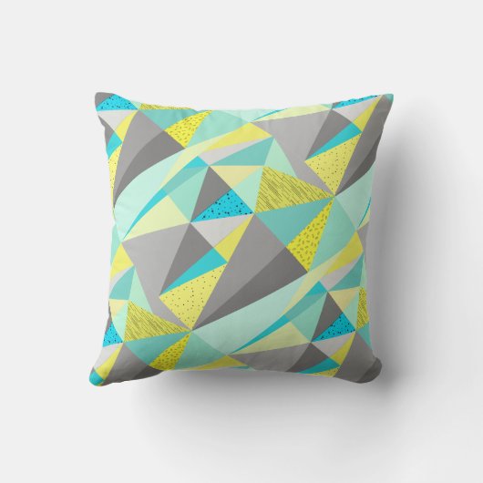 バンティンアクアイエローグレー抽象芸術三角形パターン クッション (裏面)