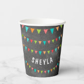 バンティンカラフルグフラッグシャルボード子供の誕生日 紙コップ (裏面)
