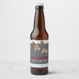 バンティングとブルーのチェック柄のドリンクボトルラベル ビールラベル