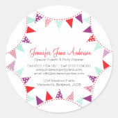 バンティングパーティーイベントプランナー赤紫アクア ラウンドシール (正面)