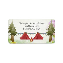 バンティング、キャンプファイア、ウッドランド、キャンプ付きテント ラベル