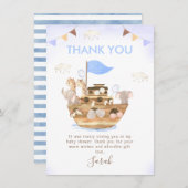 バンティンノアの箱舟ボーイズ赤ちゃんシャワーサンキューカード 招待状 (正面/裏面)