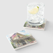 バンティンビクトリアング付き黄色 – マーサのブドウ畑 ストーンコースター (横)