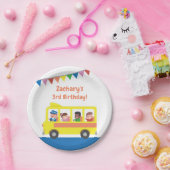 バンティンフラグイエロースクールバス子供の誕生日パーティー ペーパープレート (パーティー)
