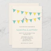 バンティンラブバード結婚式招待状ブルーイエロー 招待状 (正面/裏面)