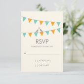 バンティンラブバード結婚式RSVP - Blue Orange 出欠カード (スタンド正面)