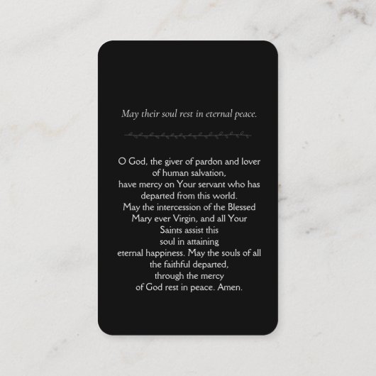 バンテージオレンジフローラフォト祈りの言葉カード 名刺 (裏面)