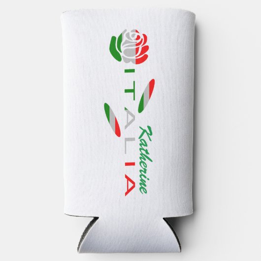 バンディエラディタリアパーソナライズされたローザ スリム缶クーラー (正面)