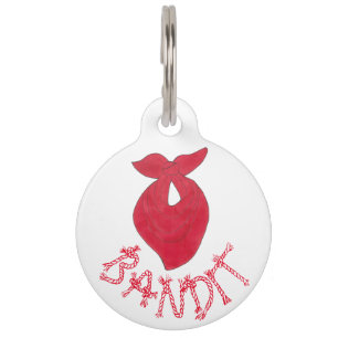 バンディットドッグレッドバンダナカーチーフネッカチーフ ペット ネームタグ