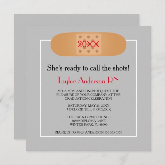 バンデイド看護学校卒業招待状 招待状 (正面/裏面)