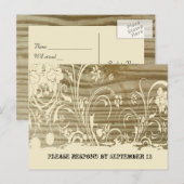 バンデッドウッドRSVP、クリーム インビテーションポストカード (正面/裏面)