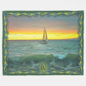 バンデラス湾の帆船0884 フリースブランケット (正面(横))