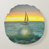 バンデラス湾の帆船0884 ラウンドクッション (正面)