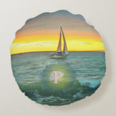 バンデラス湾の帆船0884 ラウンドクッション (裏面)