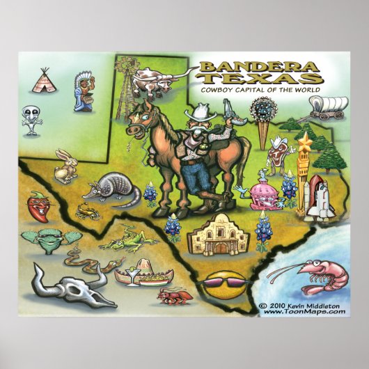 バンデラテキサス州地図ポスター ポスター (正面)