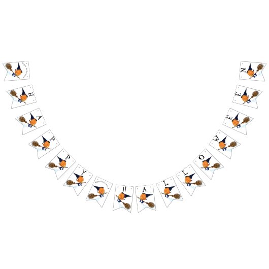 バントおもしろいフラッグハロウィーンウィッチカボチャ飛んでいる バンティングフラッグ (全)