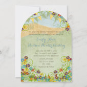 バントカラフルペナント渦巻形のフローラ結婚ズ 招待状 (正面)