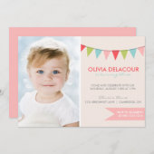 バントカラフル子供の誕生日パーティの招待状 招待状 (正面/裏面)