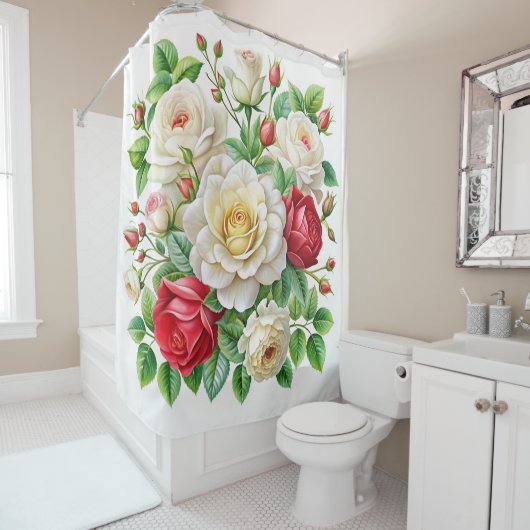 バントリーベイバラ4Kデジタルイラストレーション シャワーカーテン (インサイチュ)