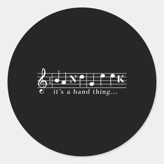 バンドがマーチングするギークの音符 ラウンドシール (正面)