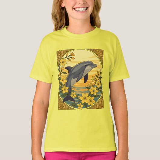 バンドウイルカとキンレンカ Tシャツ (正面)