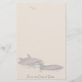 バンドウイルカ及びカモメのパーソナライズな文房具 便箋 (正面)