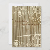バンドウッドシャビーレース金ゴールドティントウエディング招待 招待状 (裏面)