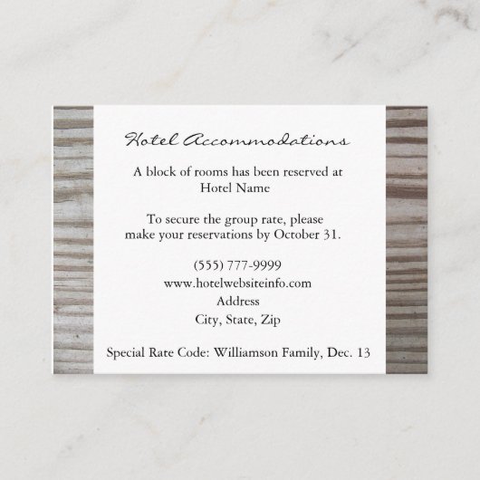 バンドウッドホテルアコモデーションカード エンクロージャーカード (正面)