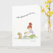 バンドエイドを持つ猫 カード (黄色い花)