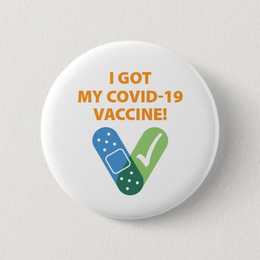 バンドエイドチェックI得ワクチンボタン 缶バッジ (正面)