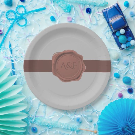 バンドエレガントおよびシールモノグラム ペーパープレート (パーティー)