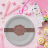 バンドエレガントおよびシールモノグラム ペーパープレート (パーティー)