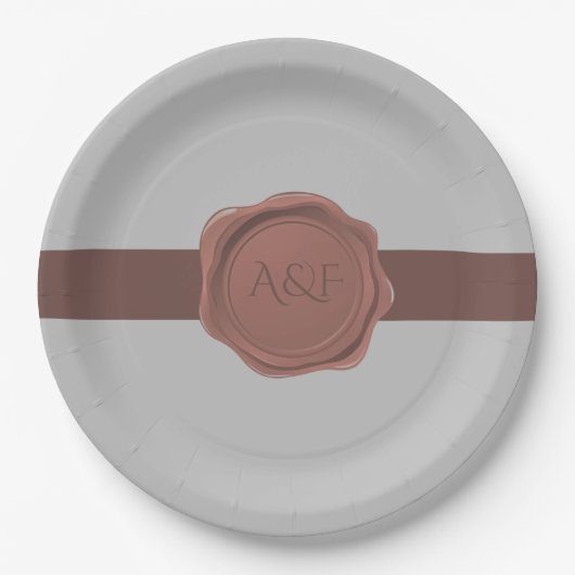 バンドエレガントおよびシールモノグラム ペーパープレート (正面)