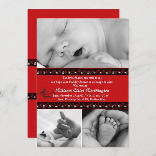 バンドオブスノーフレーク – フォトホリデーカード/誕生アン シーズンカード (正面/裏面)