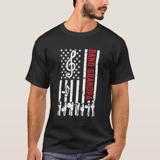 バンドグランドパアメリカ国旗マーチングバンドグランドパ Tシャツ (正面)