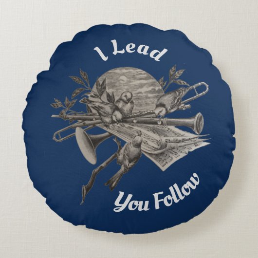 バンドコンダクタヴィンテージ楽器音楽先生 ラウンドクッション (正面)