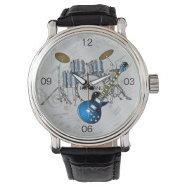 バンドドラムの革時計を持っている 腕時計