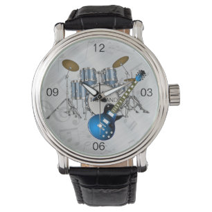 バンドドラムの革時計を持っている 腕時計