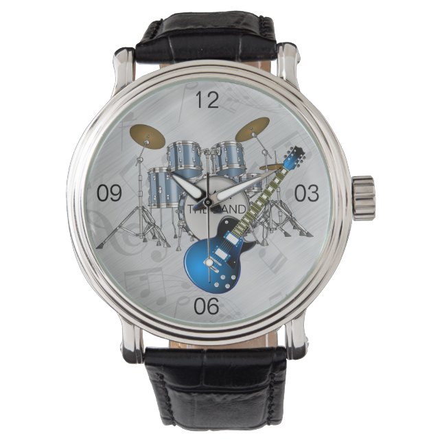 バンドドラムの革時計を持っている 腕時計 (正面)