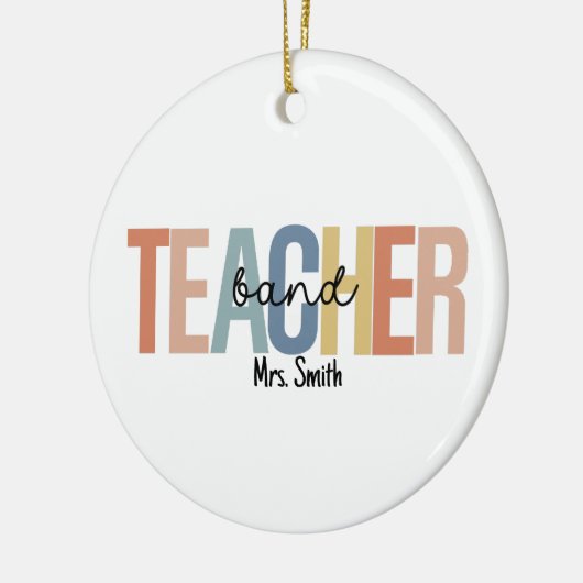 バンドパーソナライズされた先生クリスマス セラミックオーナメント (左)