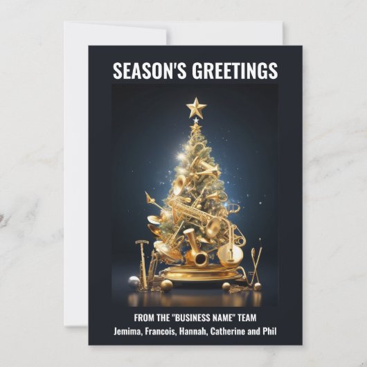 バンドミュージカル楽器クリスマスツリーの休日 シーズンカード (正面)