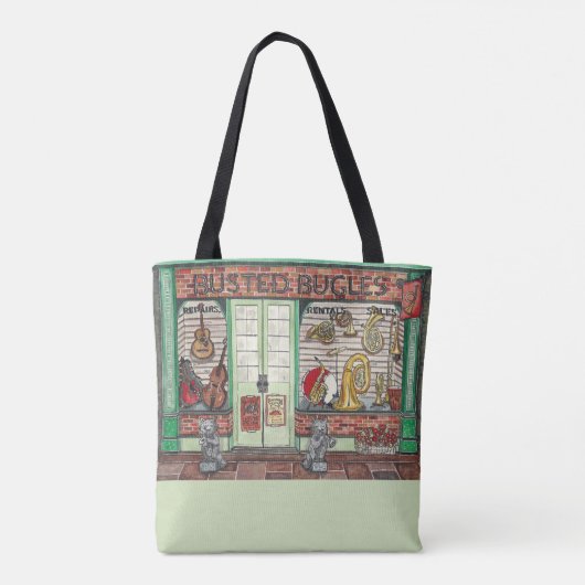 バンド楽器ミュージックショップウォーターカラートートバッグ トートバッグ (裏面)