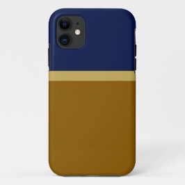 バンド深いネイビーブルーゴールデンブラウンカラーブロック iPhone 11 ケース