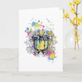 バンド，ドラム，バス，ミュージシャン，ジャズ，ドおもしろいラマー カード (黄色い花)