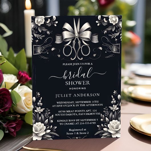 バンナーズボウズサテンリボンカットブライダルシャワー 招待状