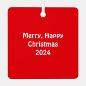 バンニおもしろいーの耳を着たかわいい白犬クリスマス メタルオーナメント (裏面)