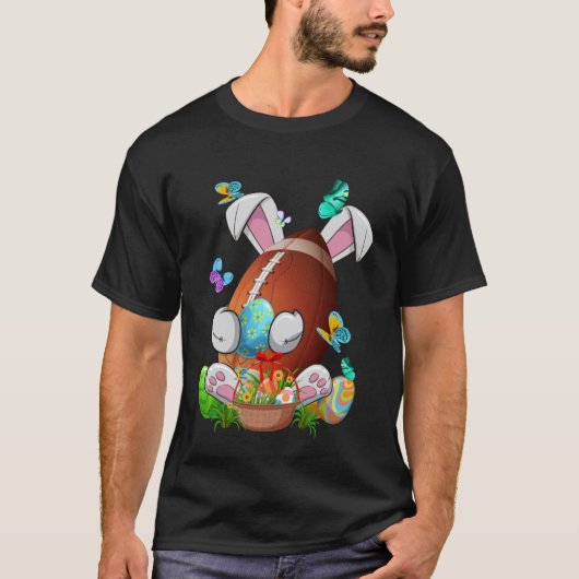 バンニおもしろいー耳のサッカーボール復活祭の男性 Tシャツ (正面)